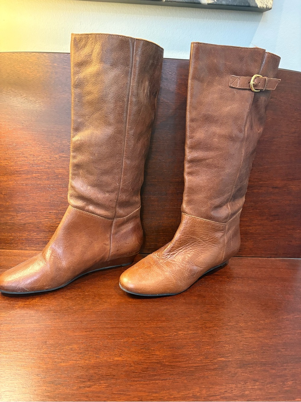 Classic Tall Brown Leather Riding Boots - Women